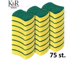 K&R Ventures® Schuursponsen Set – 75 Stuks – 8 x 10 cm – Zachte & Duurzame Schoonmaaksponsen – Absorberende Polyurethaan Sponsen voor Keuken, Badkamer & Huishouden – Krasvrije Schoonmaakpads