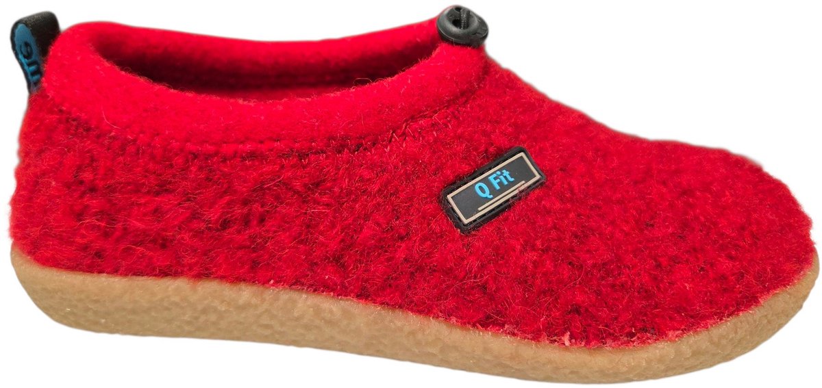Q Fit Cato Rode Wollen Gesloten Dames Pantoffels - Rood - 38