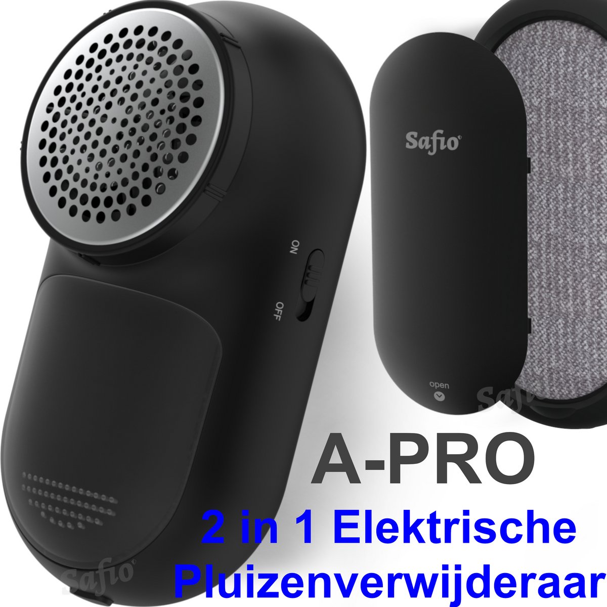 Safio A-PRO 2 in 1 Elektrische Pluizenverwijderaar - USB Oplaadbaar - Antistatische Pluizenborstel - Ontpluizer voor kleding - Ontpiller - Kledingborstel - Pluizentondeuse - Pluizendief - Electrische pluizenverwijderaar - Inclusief set messen 3X