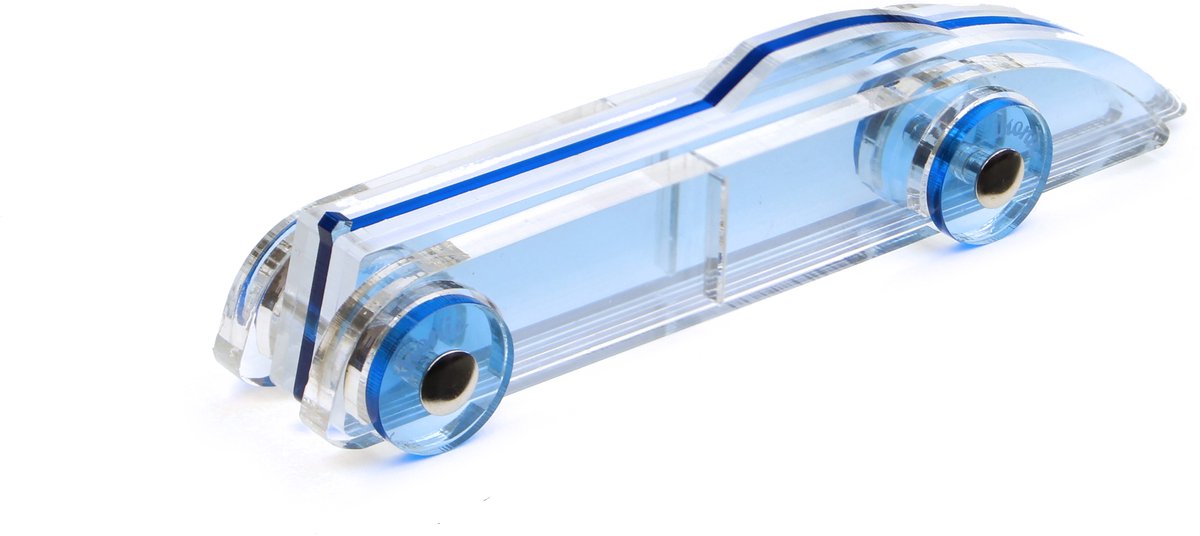 Ikonic Toys - Modelauto - Lucite Car No1 - Small - Blauw - Gerecycled acryl - Art-Deco stijl