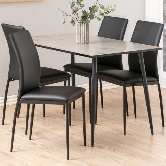 Table à manger Wilhelm 120x80 - chêne sauvage/noir - Actona - Tables de cuisine - Brun|Noir - Mélamine|Métal - Tables de cuisine