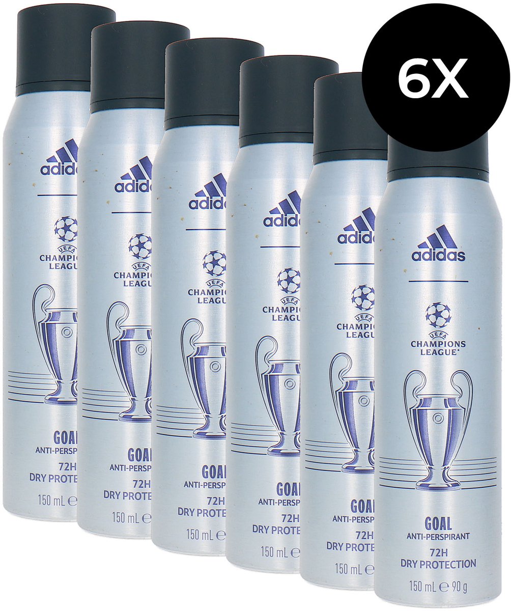 Adidas Goal Silver Anti-Perspirant Deodorant Spray - 6 x 150 ml