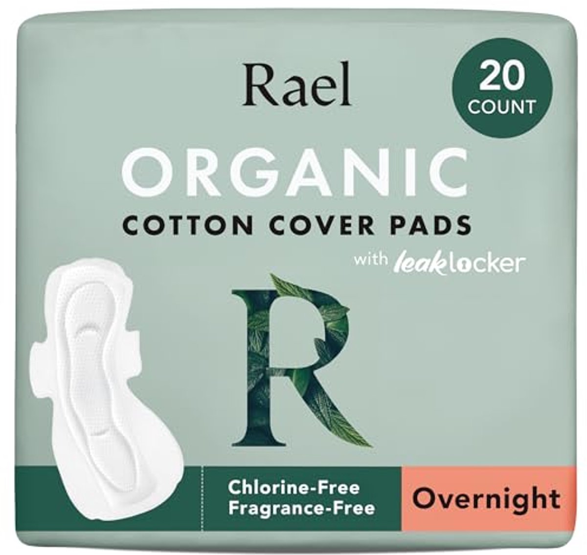 Rael Maandverband van biologisch katoen - zwaar absorberend vermogen voor nacht, ultradunne menstruatiemads met vleugels voor vrouwen, ongeparfumeerd, hypoallergeen, veganistisch (Nachts, 20 stuks)