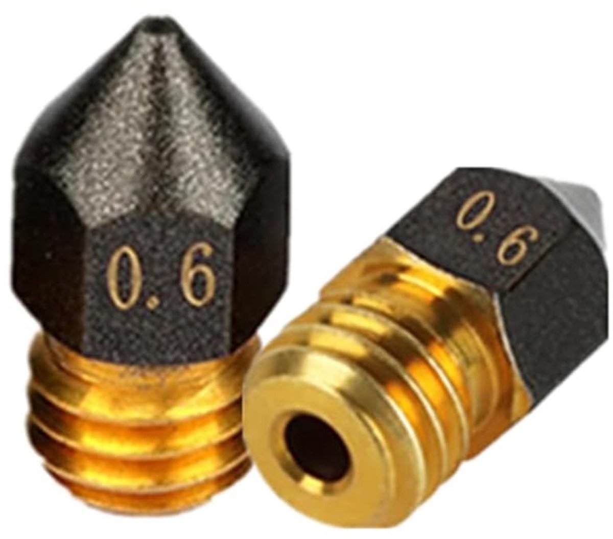 3D printer reserveonderdelen - 3D Printer Nozzles - 2-delige MK8 Vulkanische Messing Nozzles 0,6mm, Geschikt voor 1,75mm Ender3 Pro/CR10/S