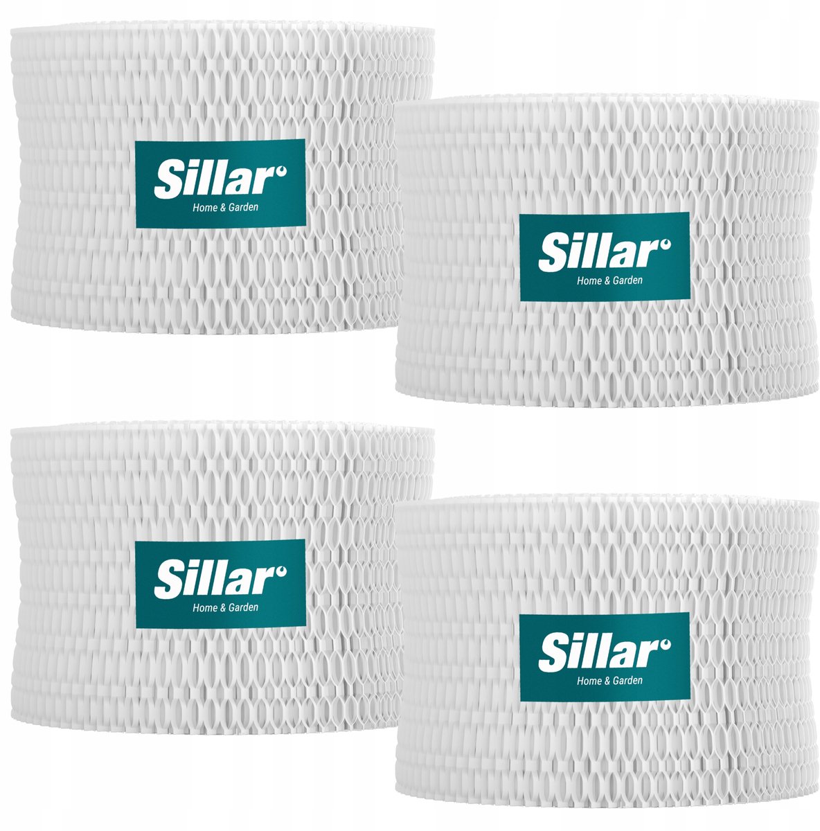 Sillar, set 4 filters voor luchtreiniger, actieve kool filter, NanoCloud technology, geschikt voor Philips HU4801/01, HU4802/01, HU4803/01, HU4811/10, HU4813/10, HU4814/10, vervanging HU4102/01, wit