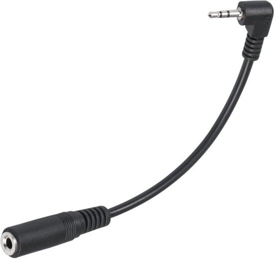 Audio Kabel - 2.5mm Jack (m) naar 3.5mm Jack (v) - 0.17 m - Zwart