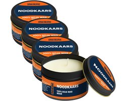 INHEIM Noodkaarsen - 100% Soja Was - 96 uur brandtijd - geurloos - stalen blik - 4 stuks
