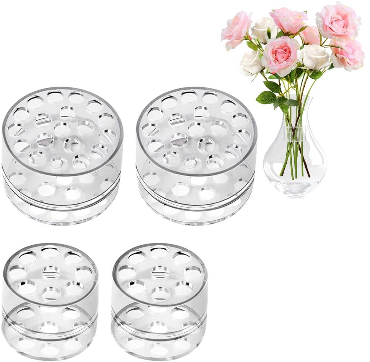 4-pack DIY boeket bloemensteelstandaard, boeket twister bloemschikgereedschap boeketbenodigdheden, spiraalvormige bloemschikbloemsteelstandaard (9 gaten/19 gaten)