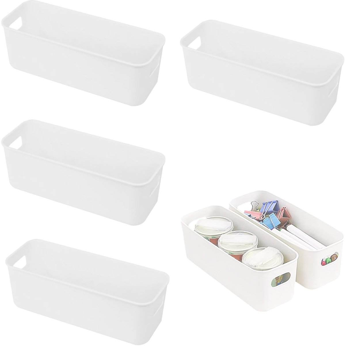 Ibenzoa® Set van vier multifunctionele opbergdozen met handgrepen voor huis en kantoor