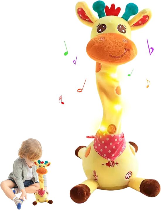 Jojoy - Interactieve Pluche Giraf - 60 Kinderliedjes - Herhaalt Spraak - Dans & Zing - 35cm - GIRADANCE
