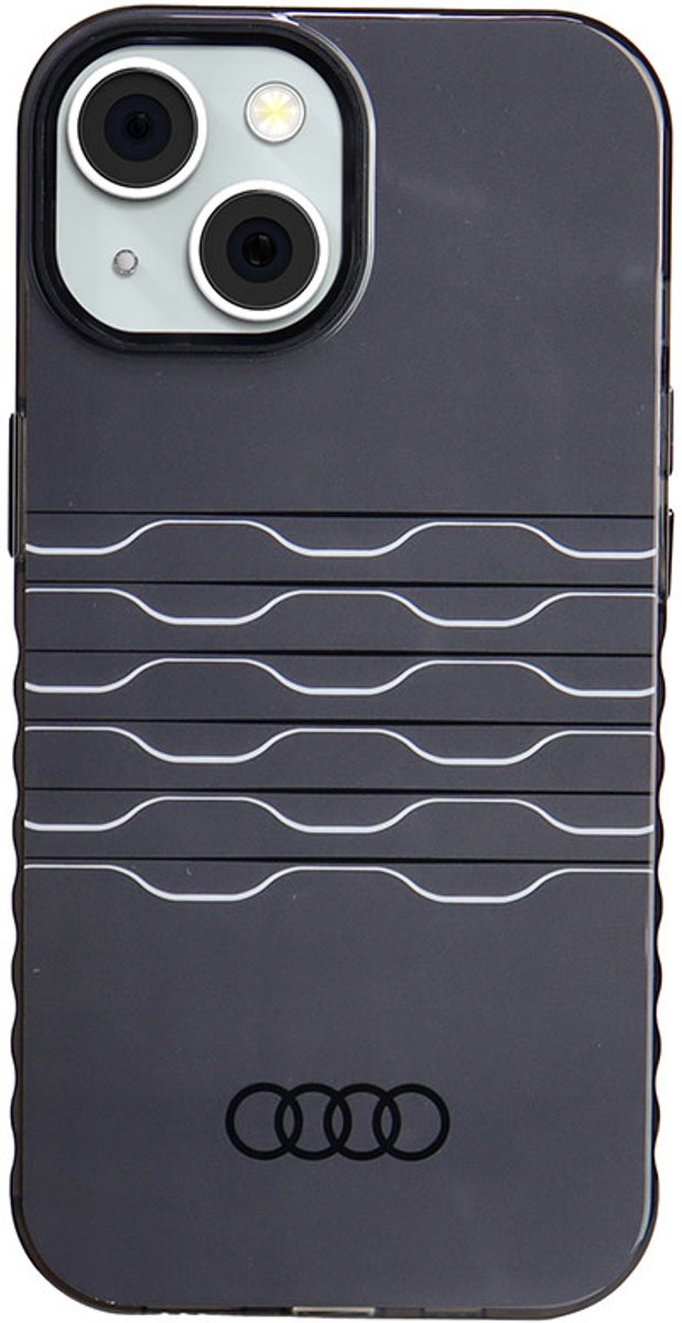 Audi Back Cover - iPhone 15 Hoesje - Zwart - Slanke Pasvorm - Verhoogde Cameraring