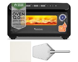 TurboTronic PO15 Elektrische Pizza Oven – Slimme Pizzaoven tot 400 °C – Zwart
