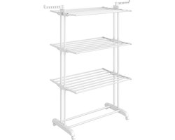 Benelux Select Wasrek – Droogrek – Droogtoren – Wasrek Inklapbaar – Wasrek hangend – 4-laags – Met Wielen - 128 × 63,5 × 173 cm