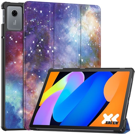 Étui de protection pour tablette compatible avec Lenovo Idea Tab 11 - Étui portefeuille à trois volets avec fonction veille/ Sleep - Galaxy
