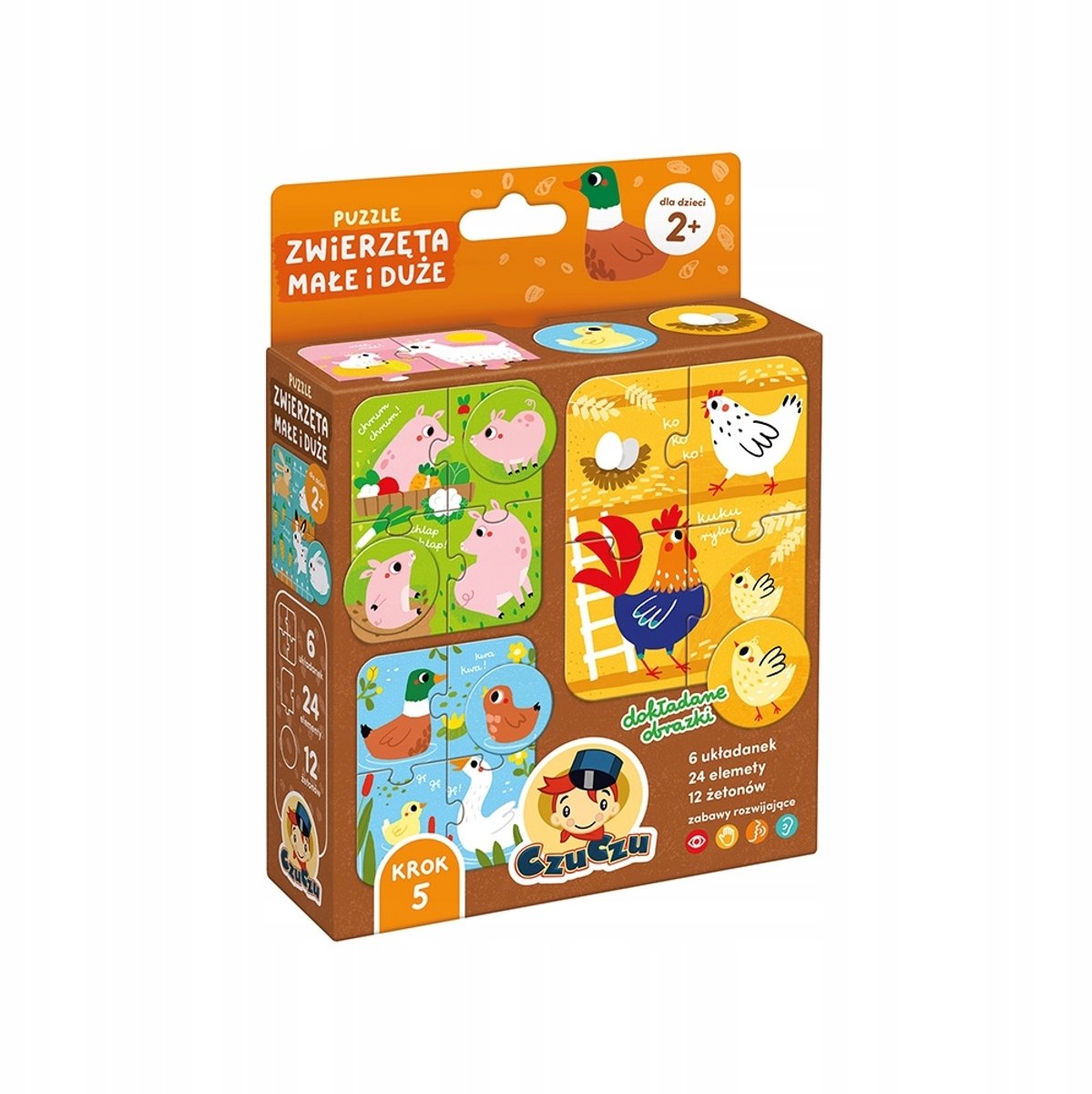 CzuCzu Puzzelspel Dieren 2+ Jaar - 6 puzzels en 12 tokens