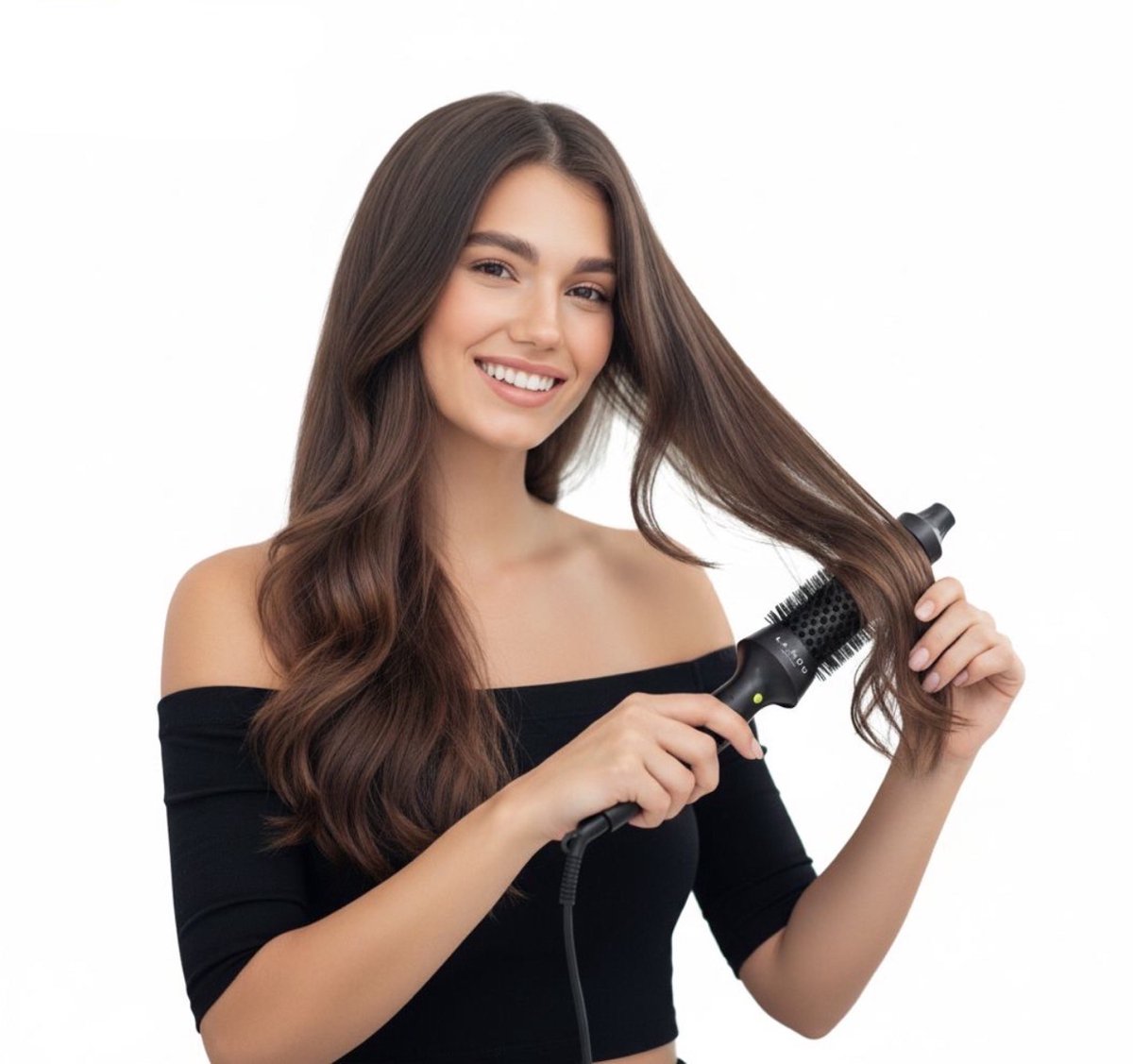 Bol.com La Nou® Thermal Brush - Krul Borstel en Stijl Borstel - Normaal haar - 2 Warmtestanden 160-185 graden - Fohn Borstel - K... aanbieding