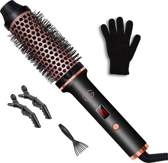 Golden Goods Krulborstel 3 in 1 - Keramische Stijlborstel - Warmteborstel 38 mm - Blowout Magic Brush met Ionentechnologie - Thermal Brush - Volume & Krullen