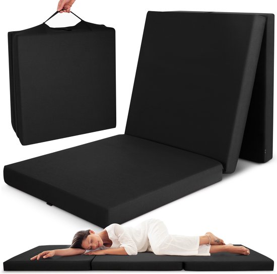 Beautissu Campix - opvouwbare matras 60x190 cm - reisbed matras & gastenmatras- zitblok opvouwbaar - rechthoekig in zwart
