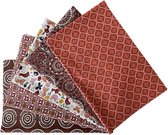 BINK Bedding - 5 lapjes - 100% katoen - Quilt Patchwork - Rooibos - 60 x 40 cm - Set = 5 lapjes stof - hobby - creatief - naaien