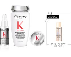 Kérastase Première Trio + Cadeau - Lotion Primer Pre-shampoo 45ml, Shampoo 250ml & Haarmasker 75ml + Gloss Absolu Glaze Drops Haarolie 15ml Cadeau - Voor Beschadigd Haar & Anti-frizz