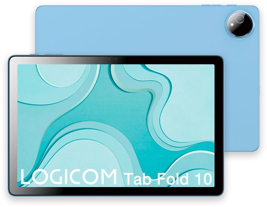 Logicom - Tablet Fold 10 - 128GB - 10 Inch - 6GB RAM - Octa Core - Wifi - Android 15 + Beschermhoes - Blauw