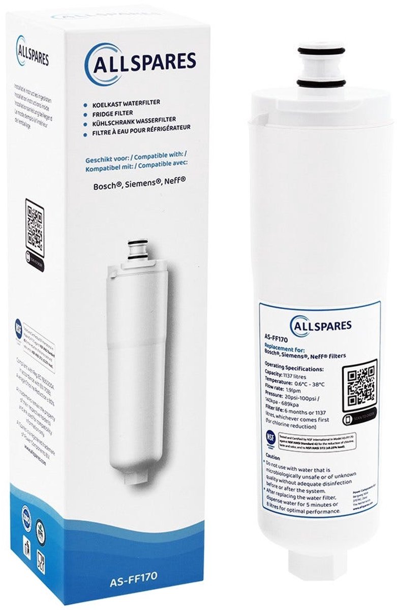 AllSpares Waterfilter (4x) voor koelkast geschikt voor Bosch / Siemens / Neff CS-52