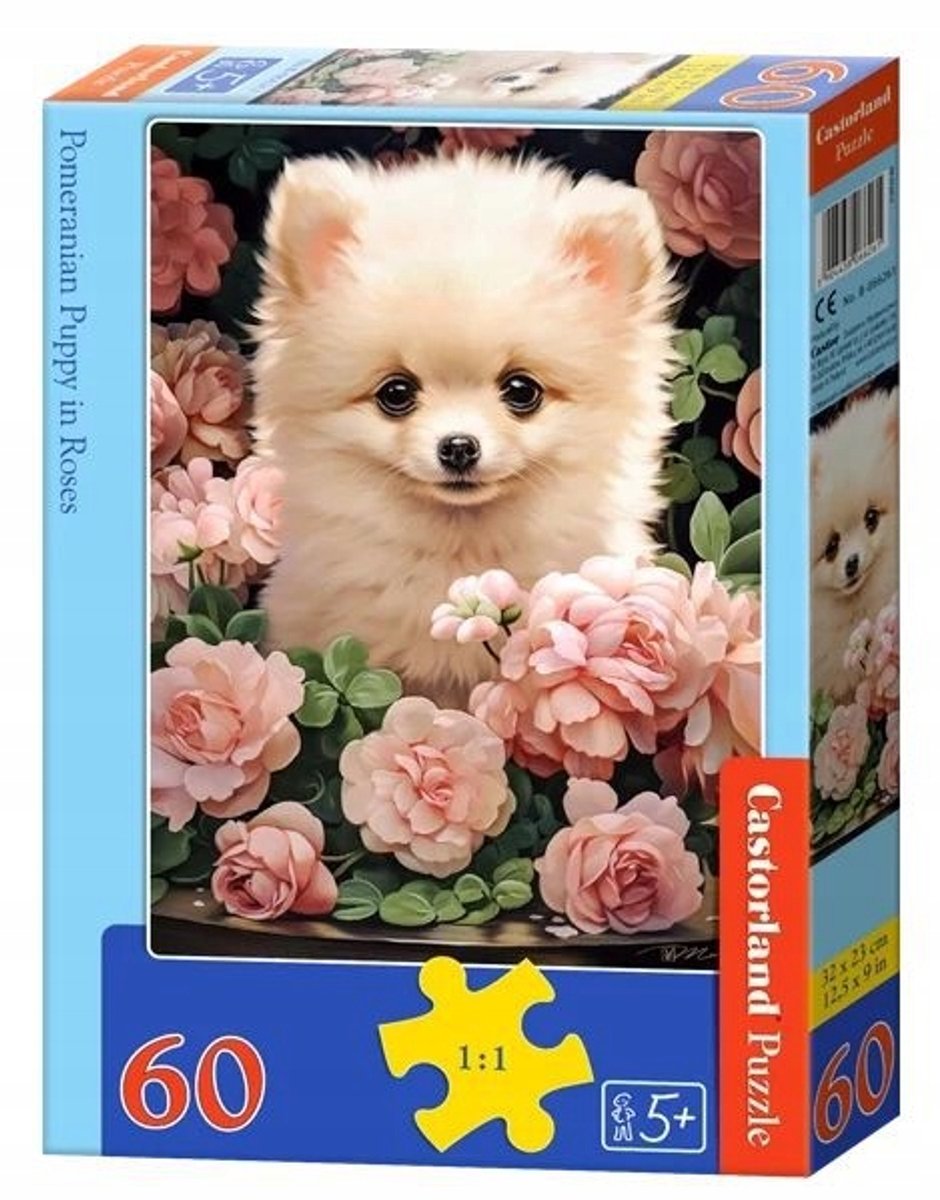 Castorland Puzzel 60 Stukken: Pomeranian Puppy in Rozen