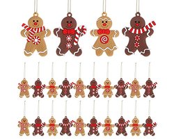 WILLBOND 24 stuks peperkoek kerstversiering kerst peperkoek man decoratie peperkoek man opknoping kerst ornament voor kerstboom decor, 4 stijlen