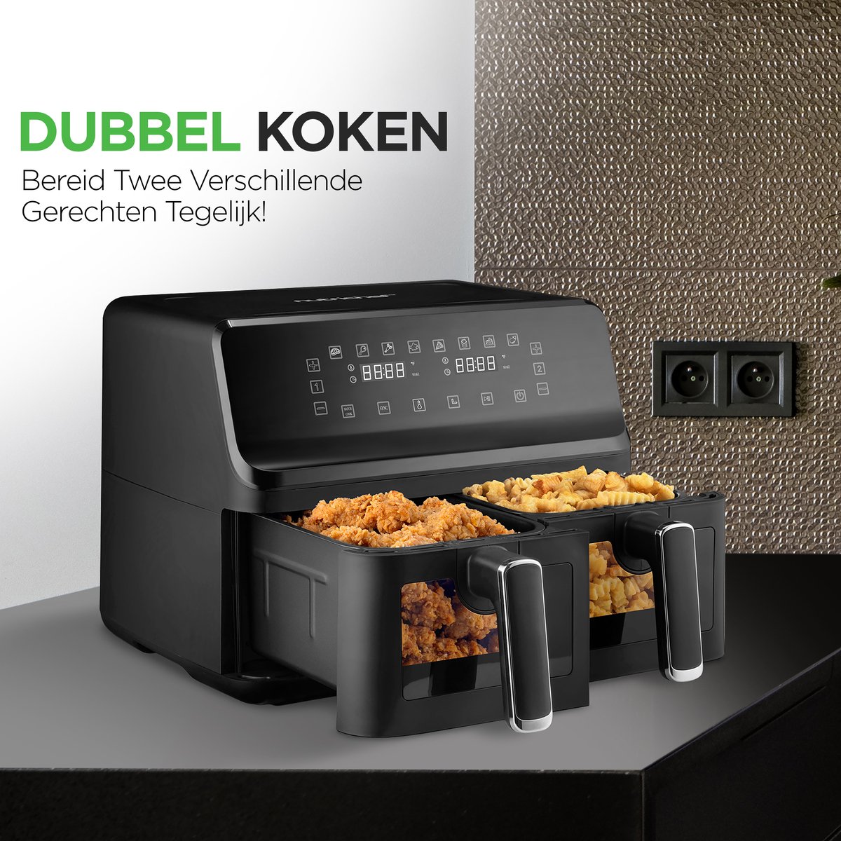 Nutrichef Dubbele Airfryer 8,8 L met 9-in-1 Programma's - afbeelding 3