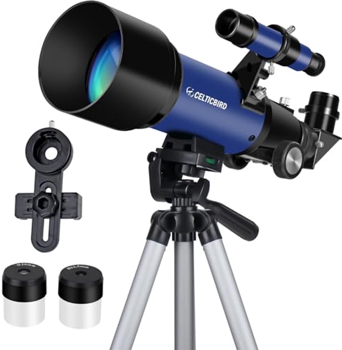 CelticBird Telescoop 80 mm opening 600 mm - astronomische refractie-telescoop voor volwassenen en beginners (70400blue)
