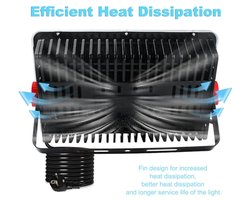 Indmird LED Schijnwerper Buiten 200W, 2 Stuks 20000LM 6500K Koel Wit IP66 Waterdichte Bouw Schijnwerper Voor Tuin Garage Sportveld Binnenplaats