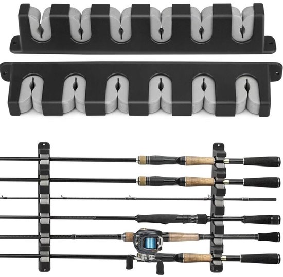 1 paire de supports de cannes à pêche - Support de cannes à pêche - Support de cannes à pêche horizontal mural pour garage et bateaux