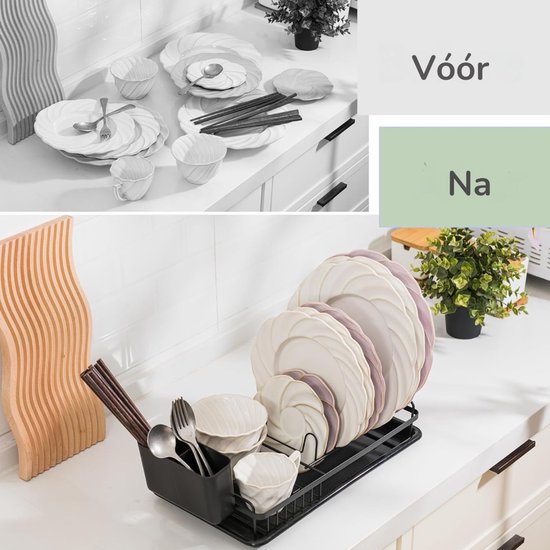 SOSMAR Afdruiprek met lekbak - 30 x 17,5 cm kleine afdruiprek mat - waterdruppelbakhouder voor fruitbeker, mok, gebruiksvoorwerp, badkameraccessoires, koffie-theedienbladen, grijs