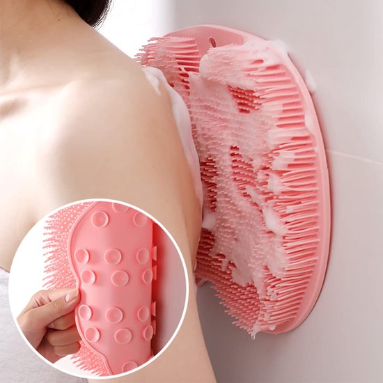Douchemat - badmat antislip - Voetreinigingspad, rugscrubpad, exfoliërende badscrubpad, antislip zuignap voor aan de muur - Geschikt voor mannen en vrouwen (grijs)