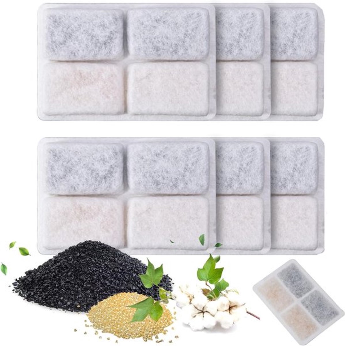 6 stuks Kattenfonteinfilters Vierkant met Koolstoffilter - Kattenfontein - Filter Drinkfontein Kat - Catit Filter - Drinkfontein Hond - Filter Waterfontein Kat - Kat Waterfontein - Drink Filter