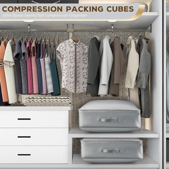 Ruimtebesparende Opbergzak voor Duvet en Kleding, Zelfcompressie Organizer 54x42x30 cm — afbeelding 5