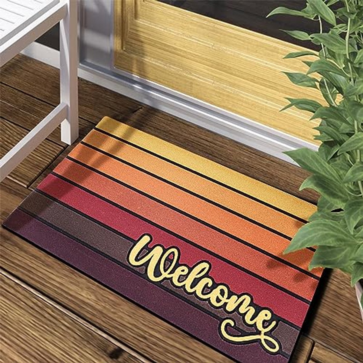 Grote oranje zonsondergang entree deurmat 17 x 30 inch - antislip rubberen buitenmat voor