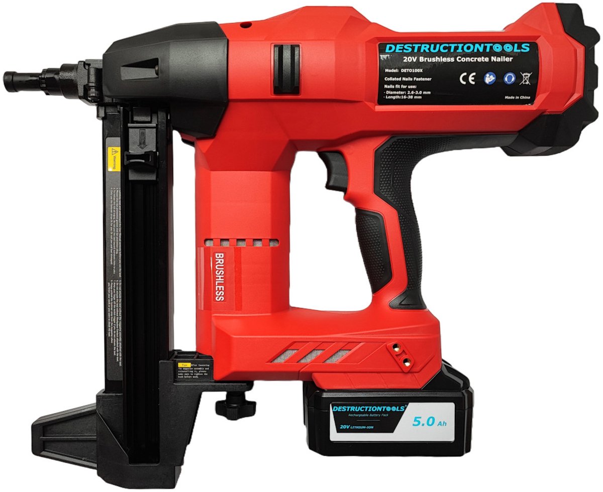 Destructiontools DETO90XM – Accu betontacker/schiethamer – 18V, Makita compatibel, volledig op Batterij, Zonder Gas