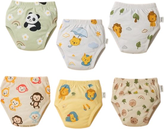 Dutchers.® Oefenbroekjes Zindelijkheid - Potjestraining - 6 Stuks - Vrolijke Dieren Prints - Zindelijkheidstraining - Wasbare Luiers - Kinderen - 12-17 KG - 2,5 tot 5 Jaar - Voelt anders dan een luier - Incontinentiebroekjes - Voor Jongens & Meisjes