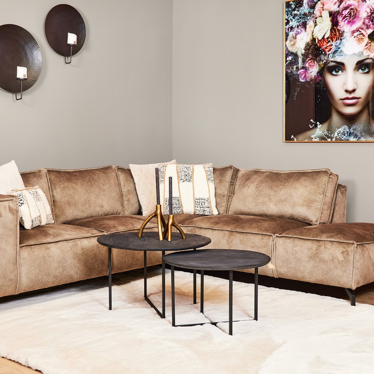 Meubels4nu - Ronde Salontafel set - Set van 2 - Rond - Zwart Mangohout - Ronde set - Bijzettafel - Koffietafel - Snelle levering