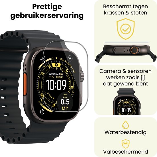 Screenprotector - 2 Stuks - Geschikt voor Apple Watch Ultra 3 (49 mm) - Sterk & Shockproof - Tempered Glass - Beschermglas Screen Cover - Gehard Glas - Bescherm Protector voor Smartwatch