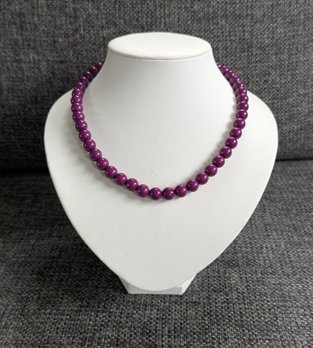 SWAN - halsketting - kralenketting - statement ketting - necklace - Milaan - kleine kralen - acryl - 10mm - aubergine - paars