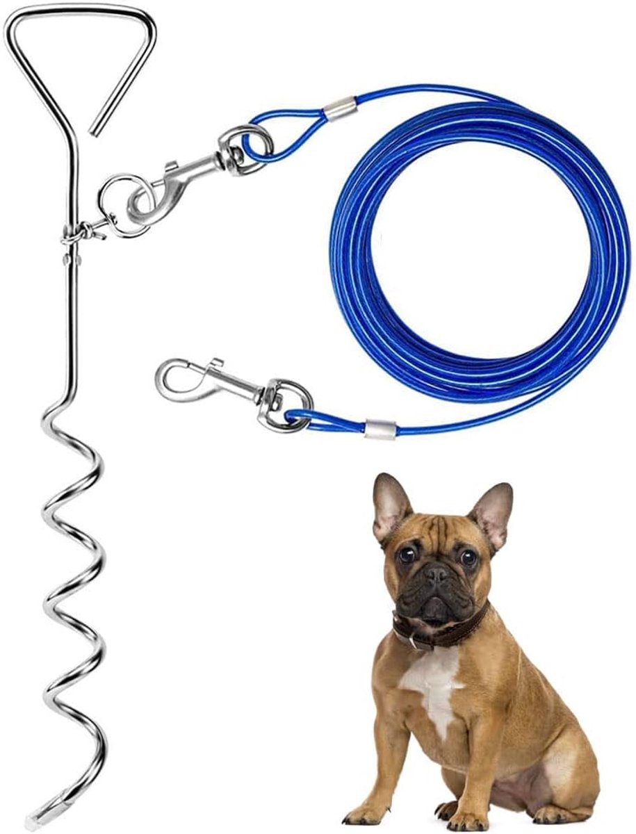 Hondenkabel met Ankerpaal - 15 ft Buiten- en Campingriem voor Middelgrote en Grote Honden