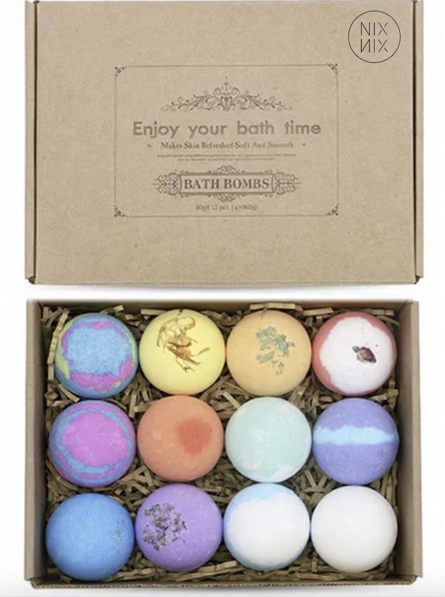 Nixnix® - Bath bombs 12 stuks - Badballen voor in Bad - 60g per stuk