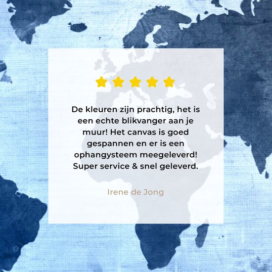 Wereldkaart avec peinture bleue et bleu foncé sur fond avec motif texturé 60x40 cm