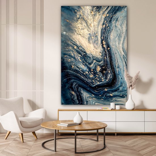 Toile Peinture Marbre - Peinture - Pailleté - Goud - Glitter cm - Décoration murale XXL