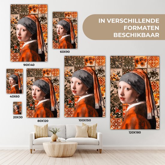 Canvas schilderij 40x60 cm - Wanddecoratie Meisje met de parel - Johannes Vermeer - Olieverf - Muurdecoratie woonkamer - Slaapkamer decoratie - Kamer accessoires - Schilderijen op canvas