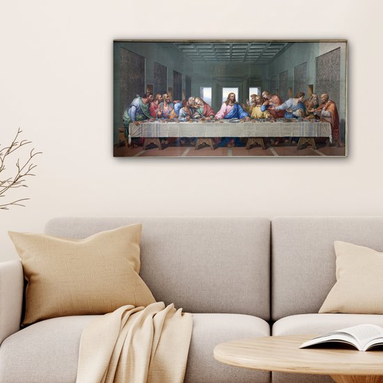 Canvas schilderij 80x40 cm - Wanddecoratie Het laatste avondmaal - Leonardo da Vinci - Muurdecoratie woonkamer - Slaapkamer decoratie - Kamer accessoires - Schilderijen op canvas