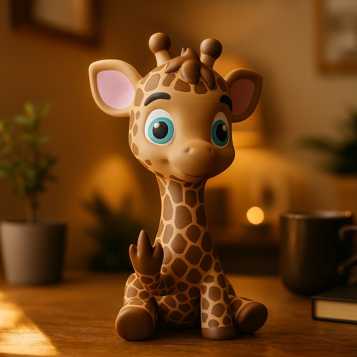 AnimalsAttitude – Grote Baby Giraffe Figurine met Middelvinger – 3D-geprint PLA Beeldje – Premium Shelf Ornament
