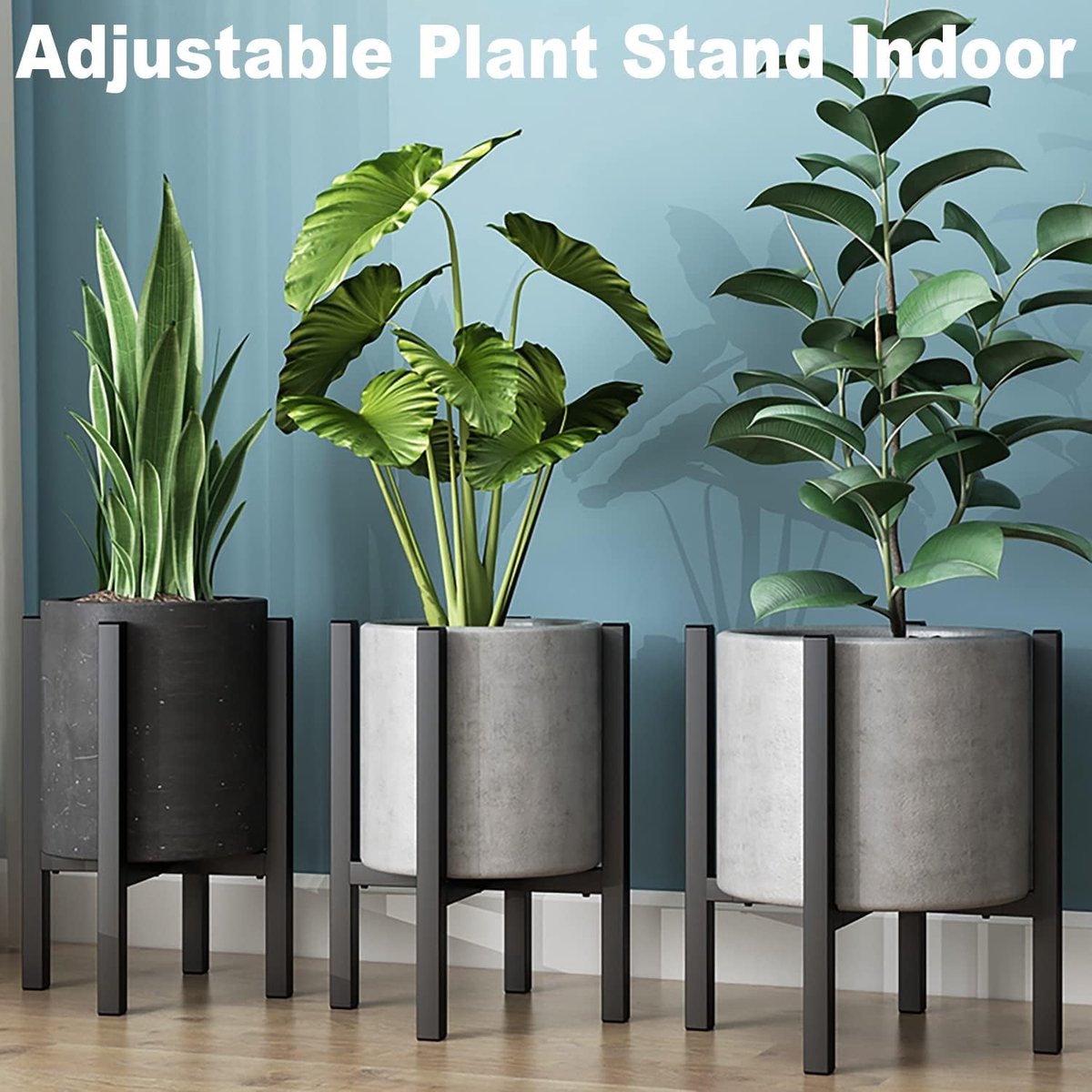 Candala Plantenstandaard, Metaal, Verstelbaar, Indoor, Outdoor, Zwart